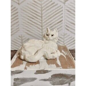 Vintage Persian Cat Kitten Figurine China Ardalt Japan White 4.5” Mint
